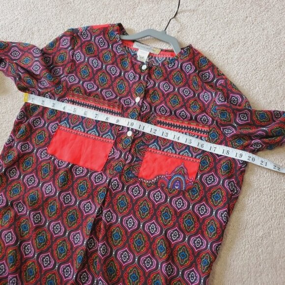 Anthropologie Figueroa & Flower Boho Flowy Crepe Mandala Tapestry Dress M - Picture 3 of 7